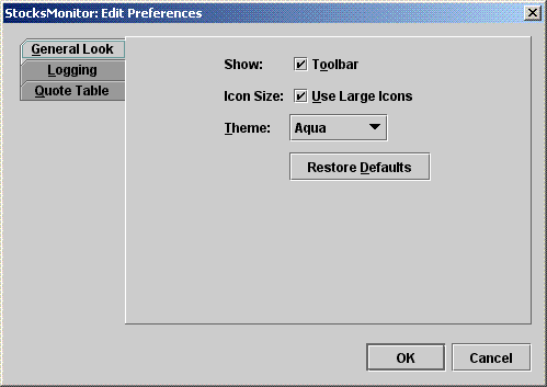 Typical Preferences Dialog
